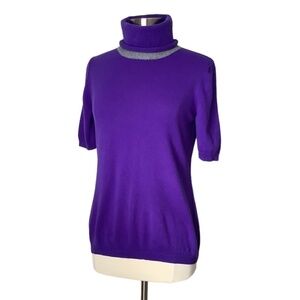 Les Copains BVM 100% Cashmere Knit Turtleneck Sweater Sz 46 Made in Italy